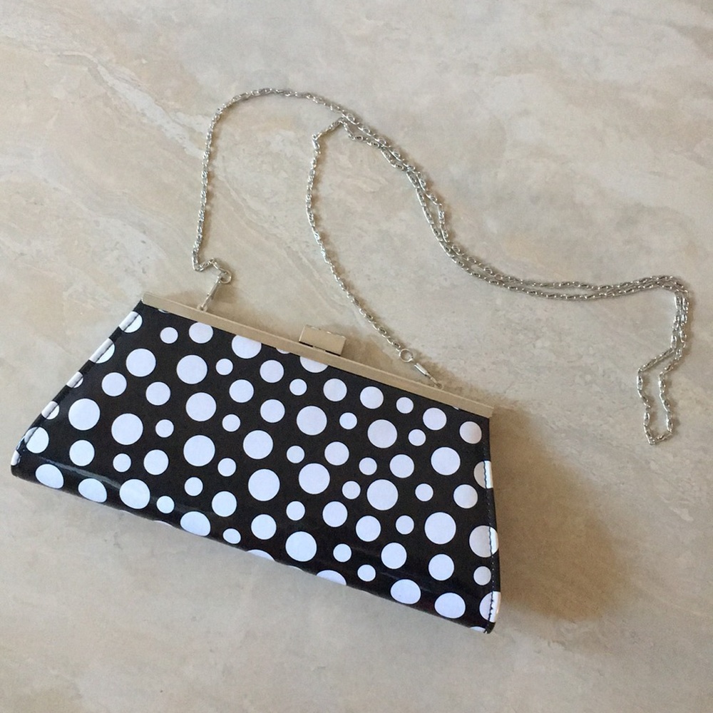 Polka dot vinyl clutch/crossbody